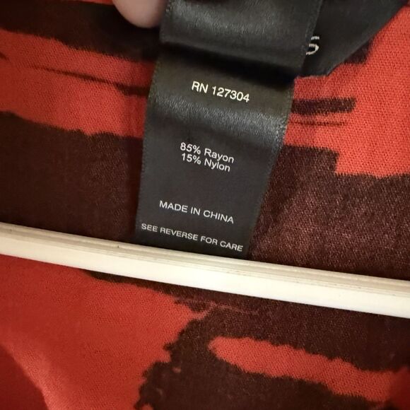 Ali Miles Tunic XL Abstract Red Black Button Artsy Lagenlook Sleeve 3/4 Top - Picture 4 of 7